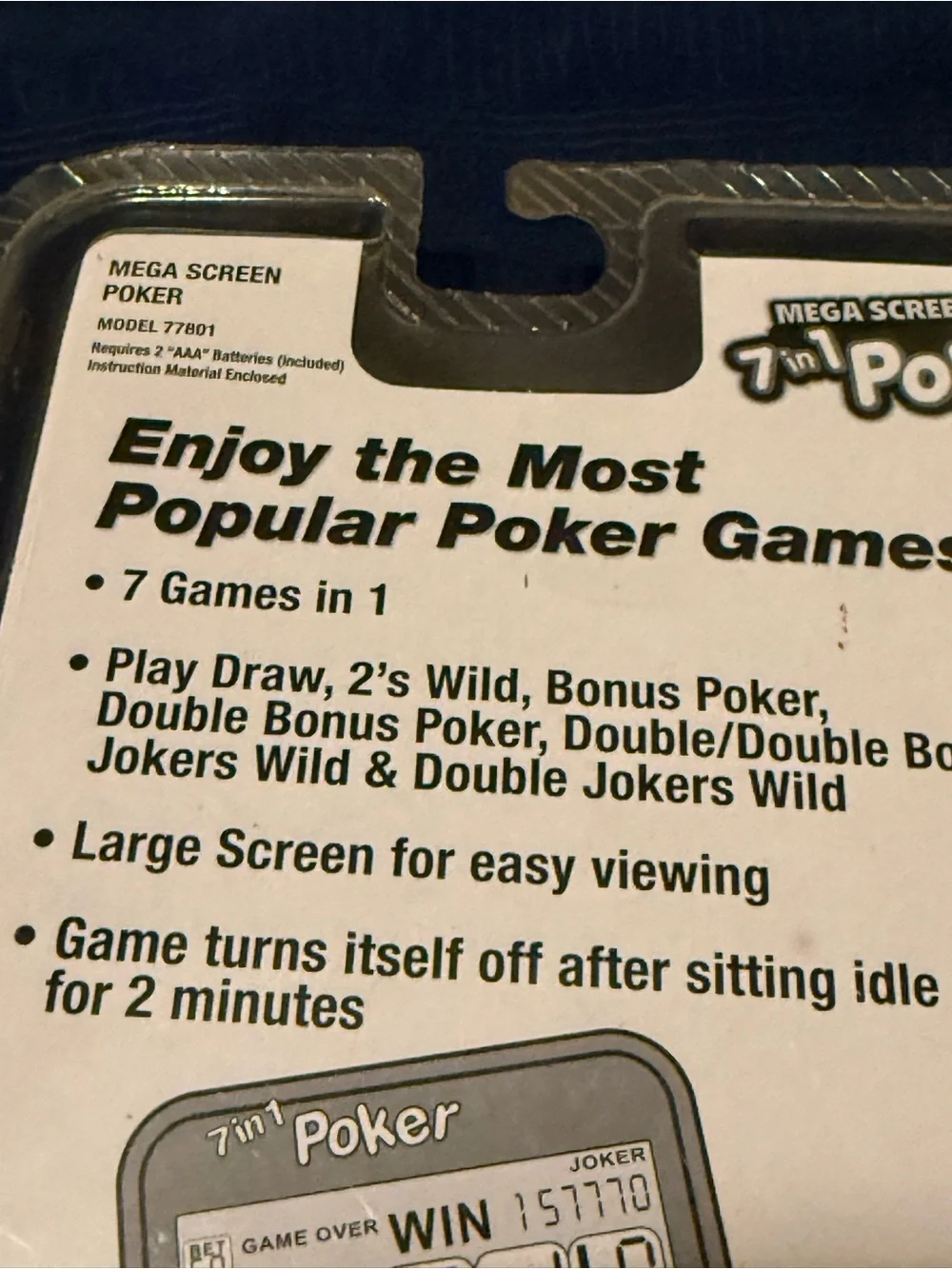 Mega Screen 7 In 1 Poker Hand Held Video Electronic Game 77801 New & Sealed